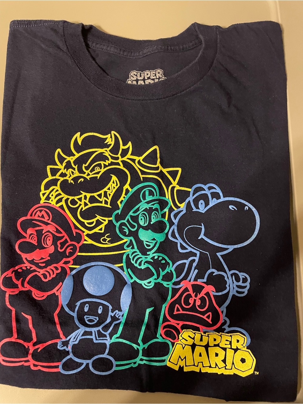 Nintendo Super Mario Black T‑Shirt with Metallic Logo
